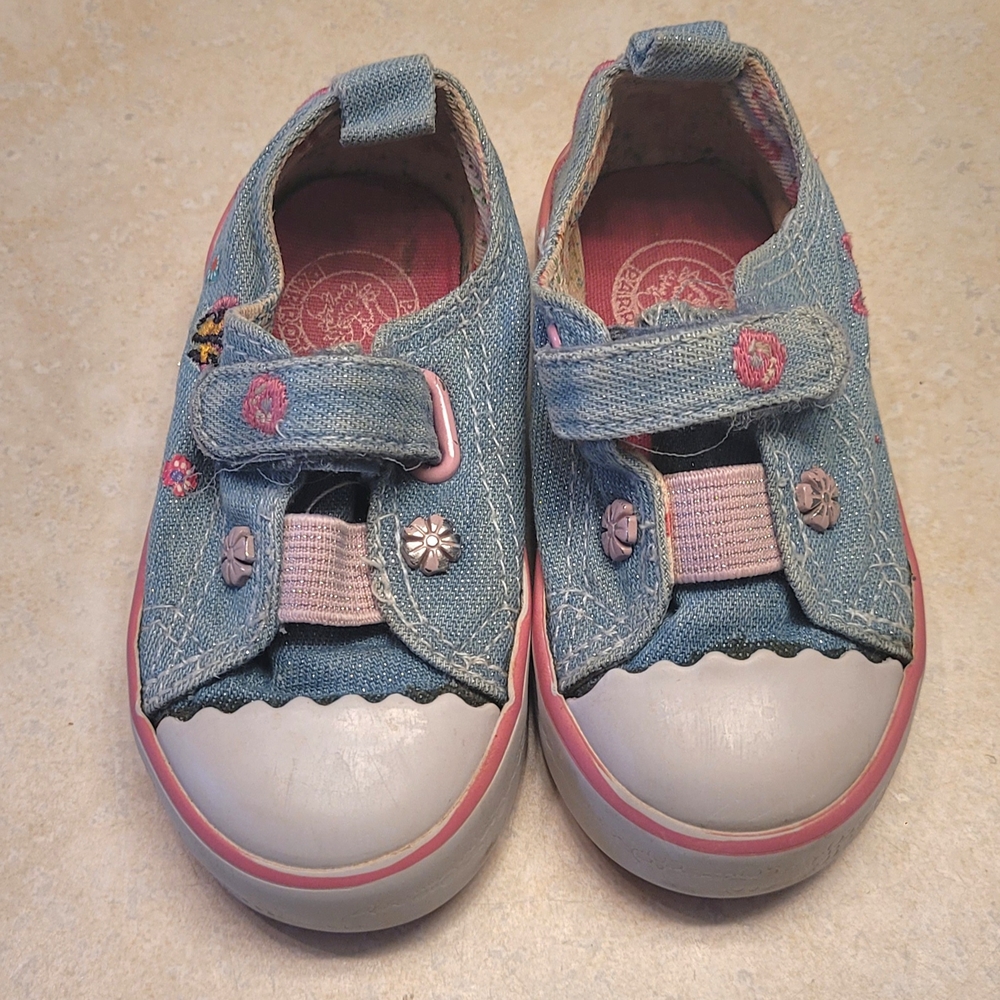 Poll Parrot Stylish Denim Kids Shoes with Pink Accents